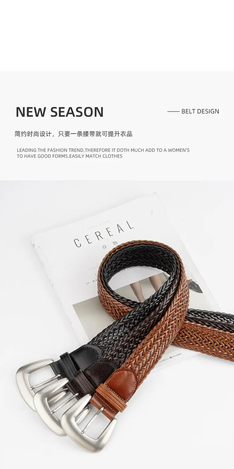 Black Cross-Border Women's Belt with Pin Buckle — feature 4