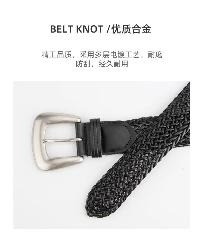 Black Cross-Border Women's Belt with Pin Buckle — feature 6