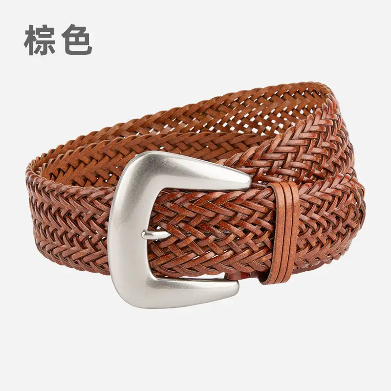 Black Cross-Border Women's Belt with Pin Buckle