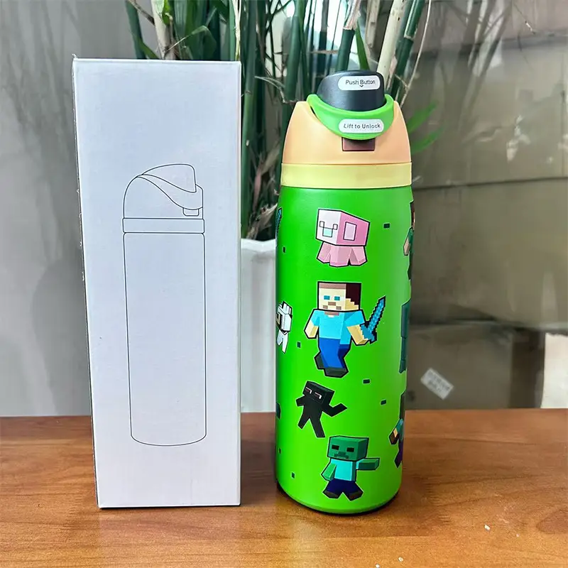 Cross-Border Cartoon Fruit Cup 304 Stainless Steel Thermos Cup Large Capacity Portable Double Drinking Cup Outdoor Sports Water Bottle