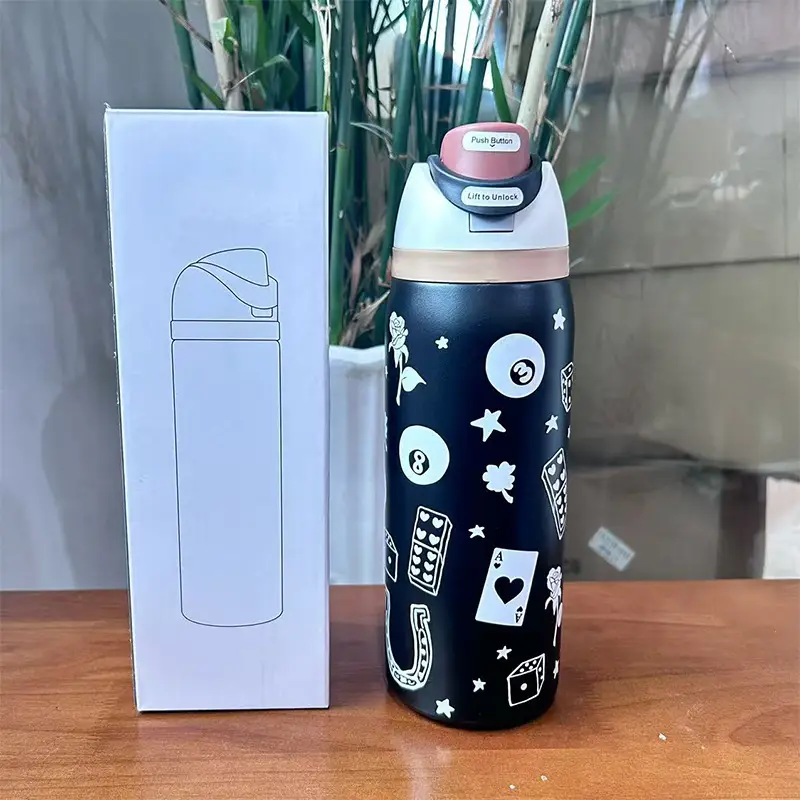 Cross-Border Cartoon Fruit Cup 304 Stainless Steel Thermos Cup Large Capacity Portable Double Drinking Cup Outdoor Sports Water Bottle