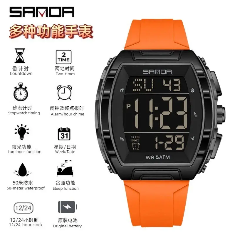 Sanda Waterproof Countdown Electronic Watch Blue 2049 - Image 10