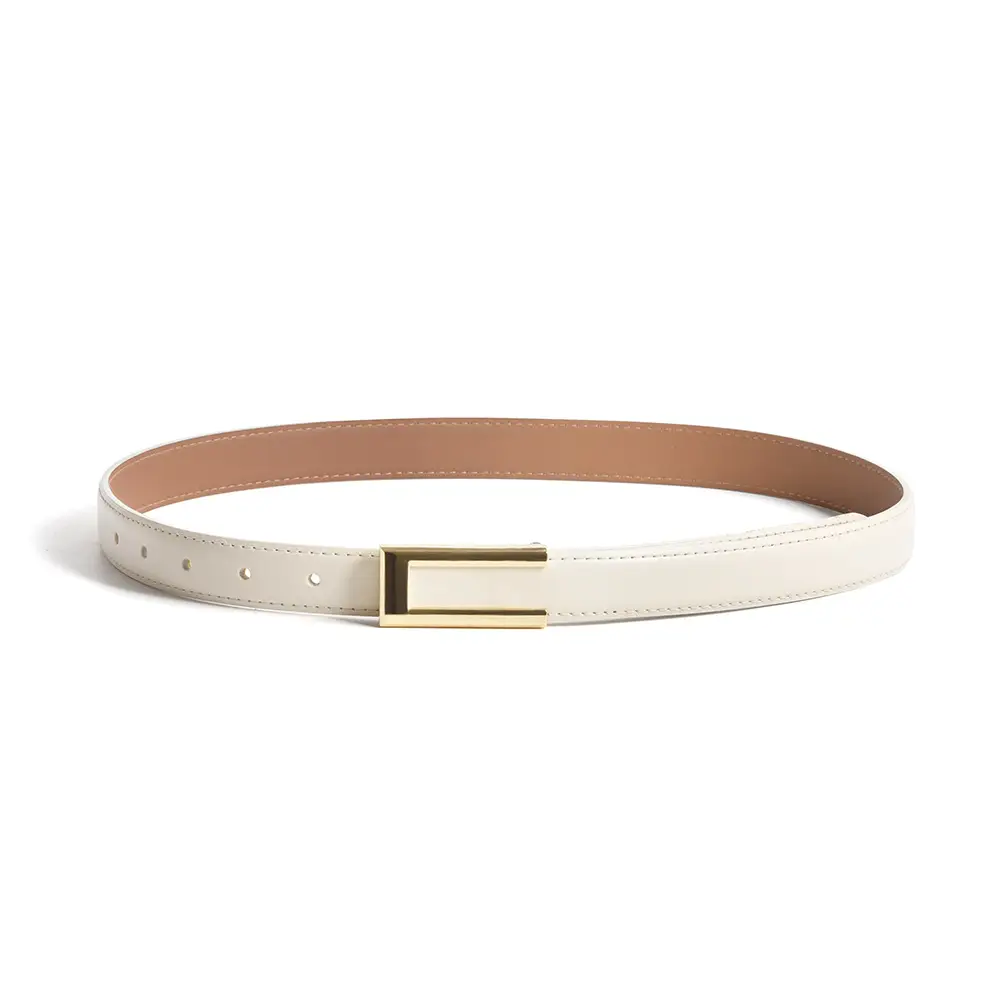 Women's Brown Leather Belt with Gold Buckle - Image 10