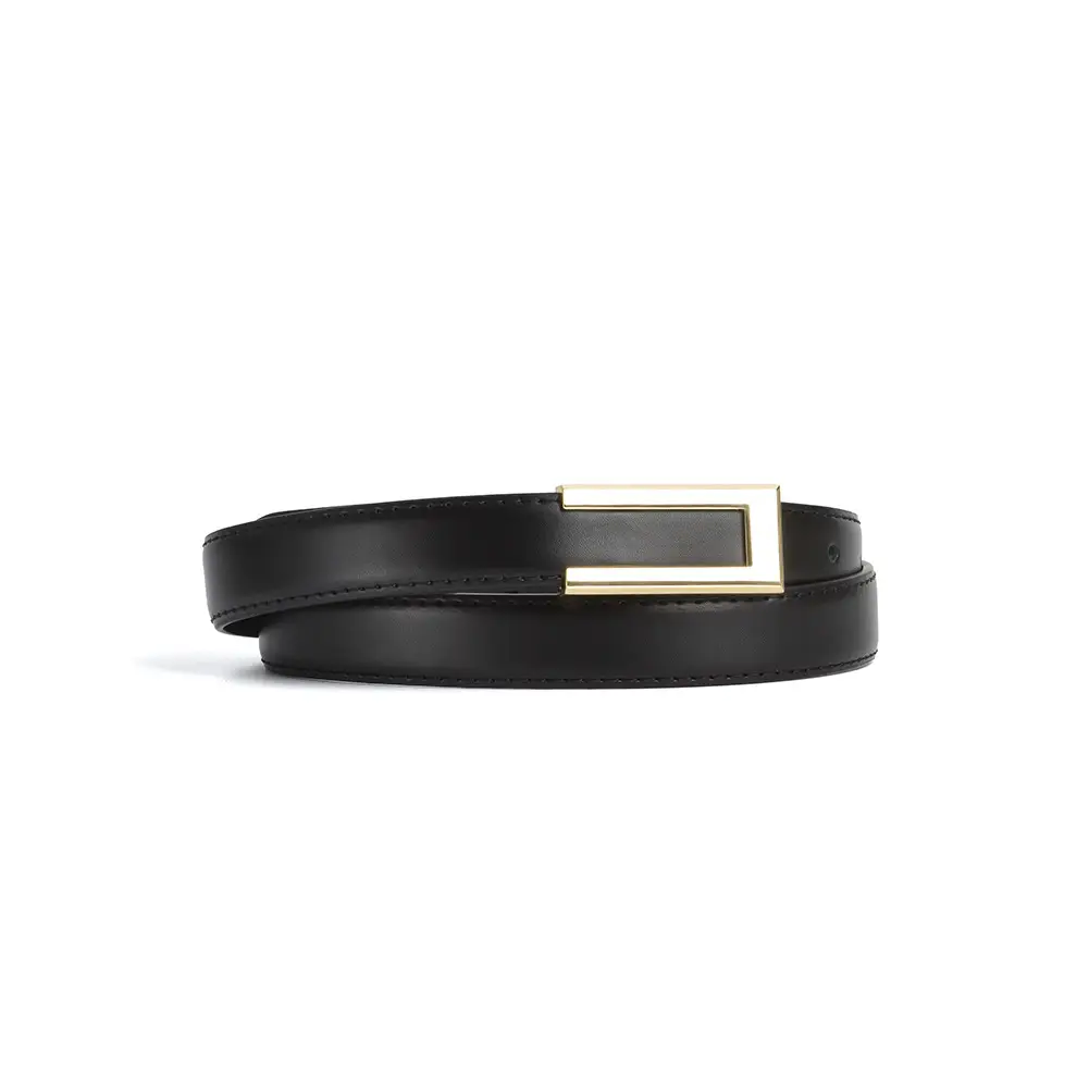 Women's Brown Leather Belt with Gold Buckle - Image 11