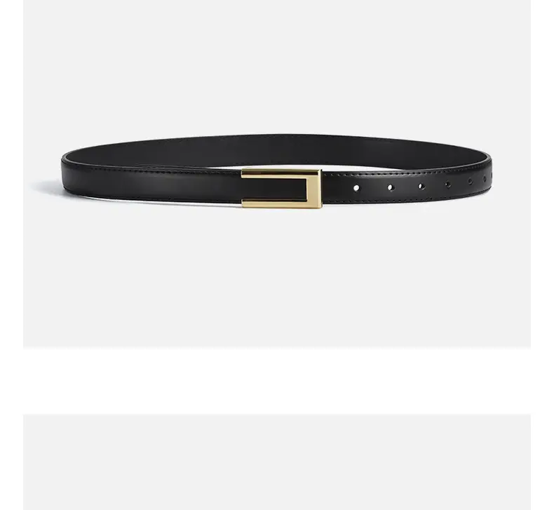 Women's Brown Leather Belt with Gold Buckle β feature 10