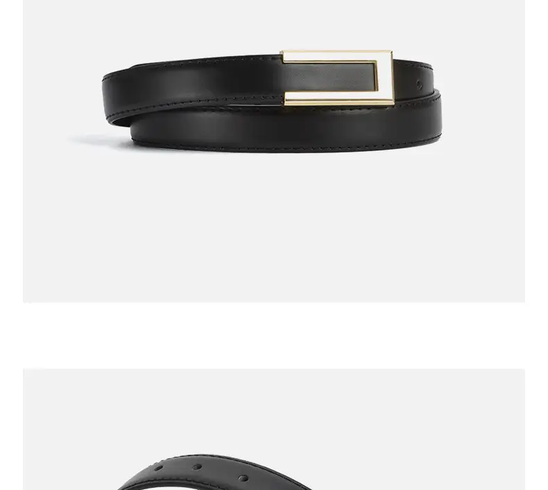 Women's Brown Leather Belt with Gold Buckle β feature 11