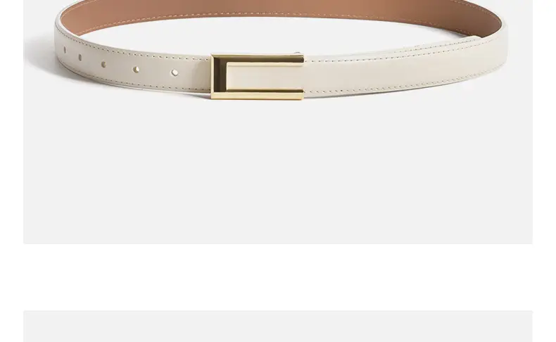 Women's Brown Leather Belt with Gold Buckle β feature 19