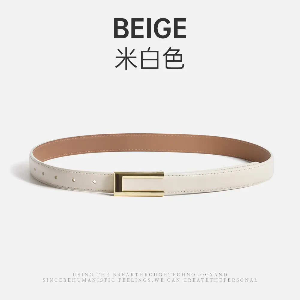 Women's Brown Leather Belt with Gold Buckle - Image 6