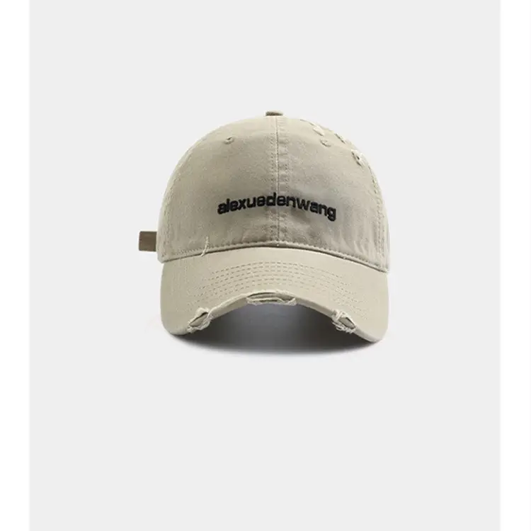 Black Distressed Baseball Cap for Women Men Korean Style Casual - Image 6