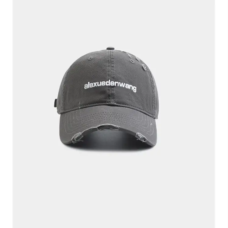 Black Distressed Baseball Cap for Women Men Korean Style Casual - Image 7