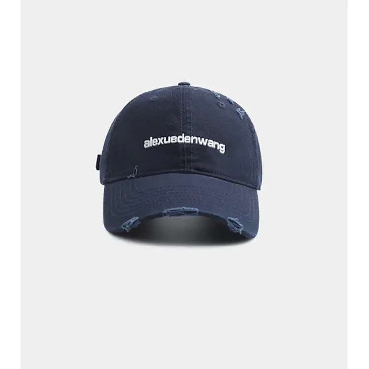Black Distressed Baseball Cap for Women Men Korean Style Casual - Image 9