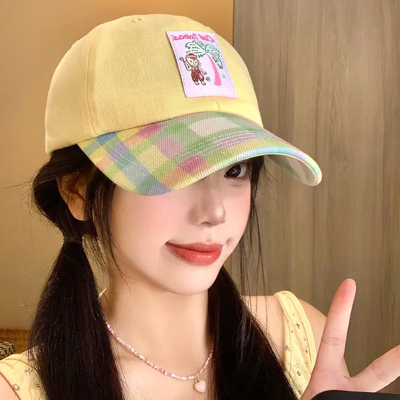 Korean Style Plaid Baseball Cap for Women - Image 6