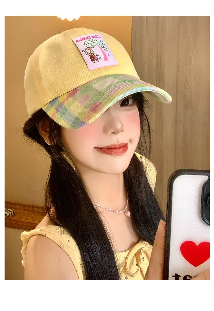 Korean Style Plaid Baseball Cap for Women — feature 9