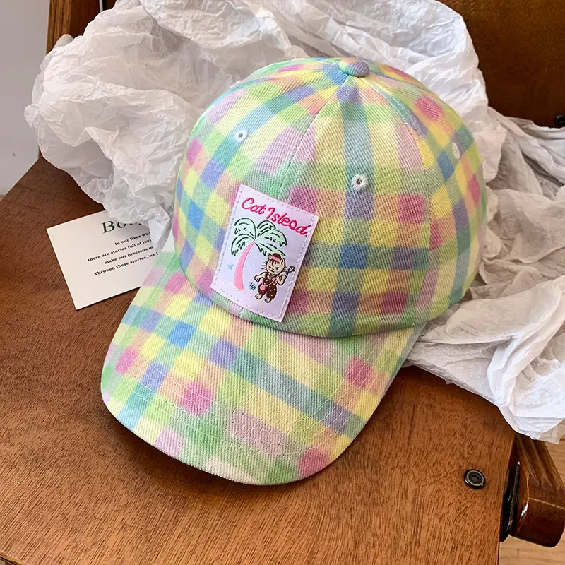 Korean Style Plaid Baseball Cap for Women - Image 3
