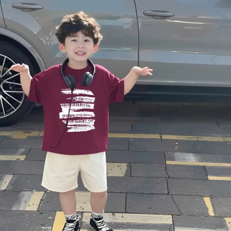 Cool Printed T-Shirt Set for Boys Summer Wear - Image 2