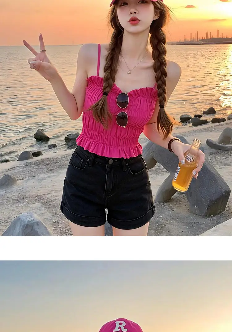 2025 Korean Style Pink Baseball Cap with Wide Brim — feature 14
