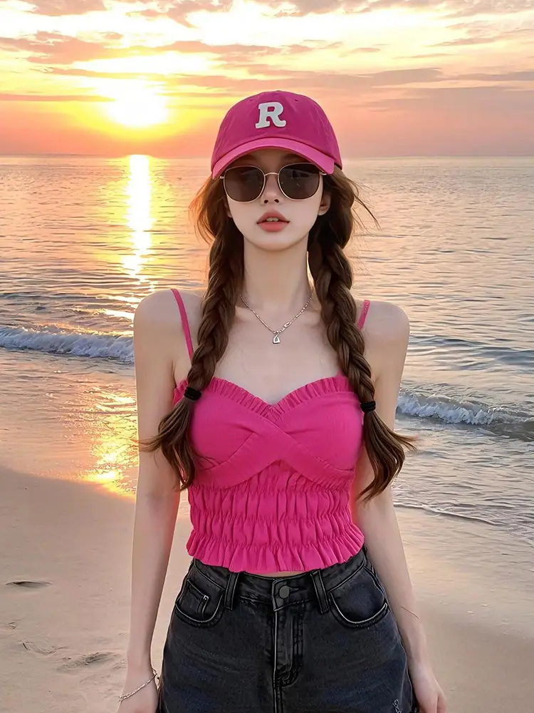 2025 Korean Style Pink Baseball Cap with Wide Brim — feature 17