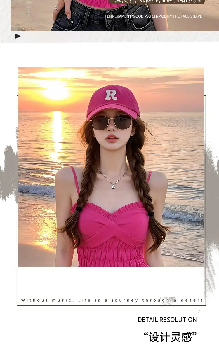 2025 Korean Style Pink Baseball Cap with Wide Brim — feature 8