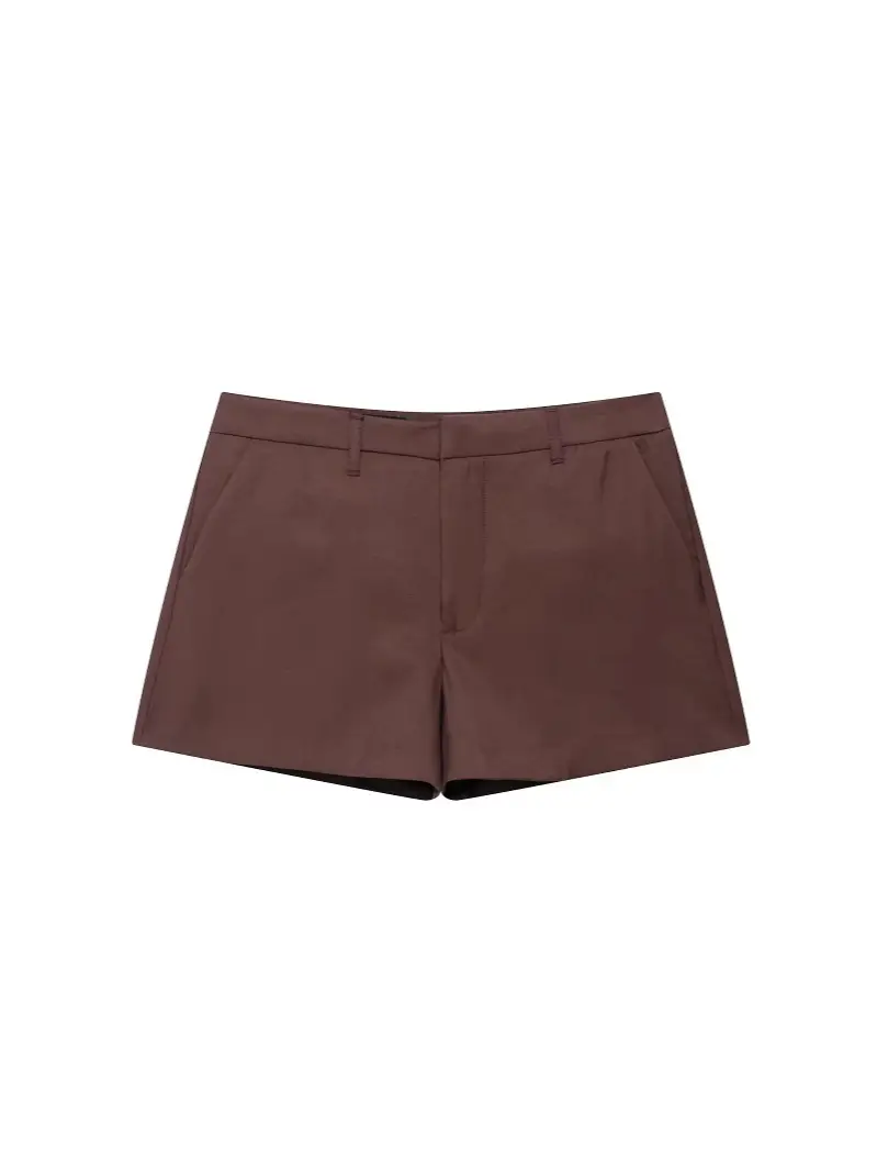 Women's Belted Suit Jacket & Shorts Set Brown - Image 4