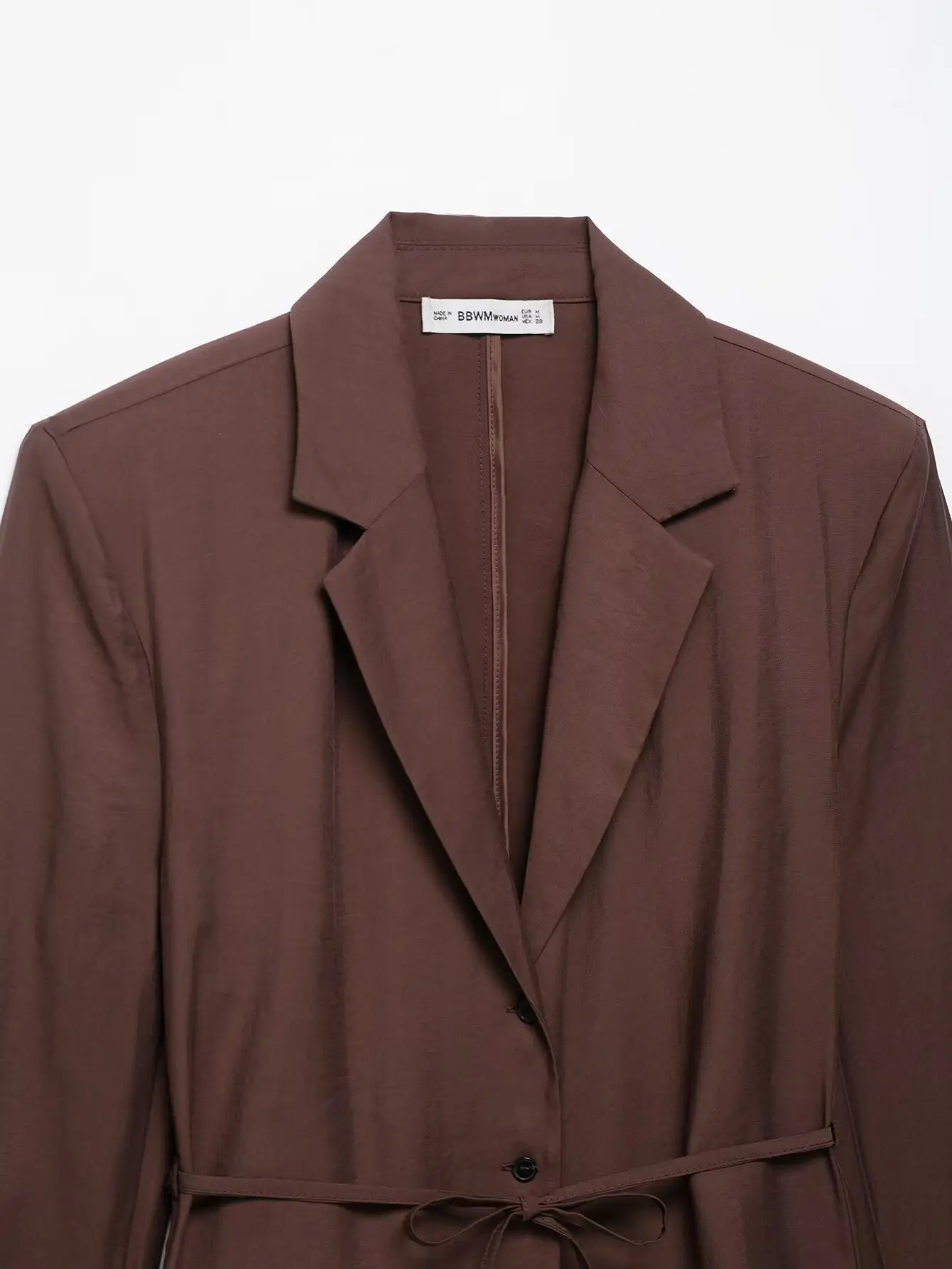 Women's Belted Suit Jacket & Shorts Set Brown — feature 7