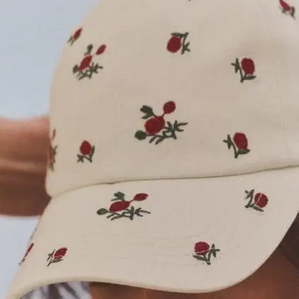 Rose Embroidered Women Sun Hat with Adjustable Band - Image 2