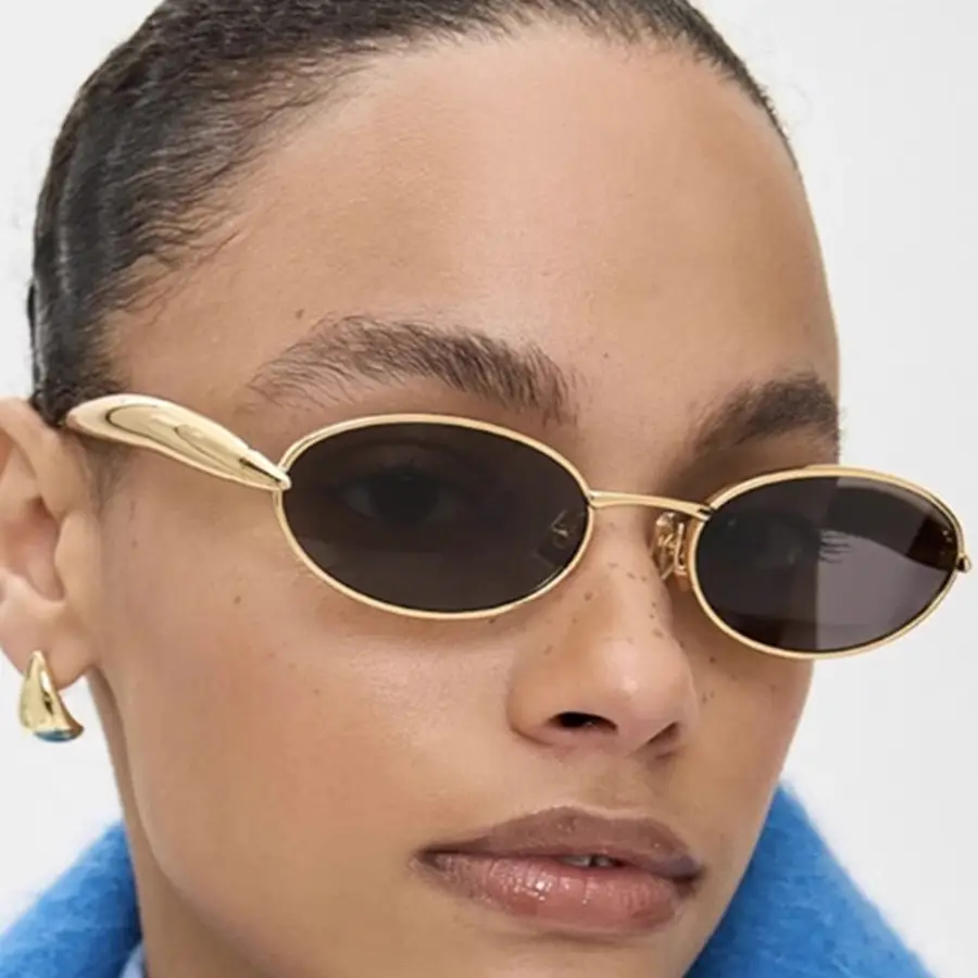 Oval Metal Sunglasses for Women Men High End Fashion Driving - Image 10