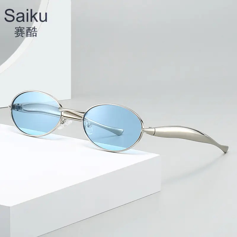 Oval Metal Sunglasses for Women Men High End Fashion Driving - Image 11