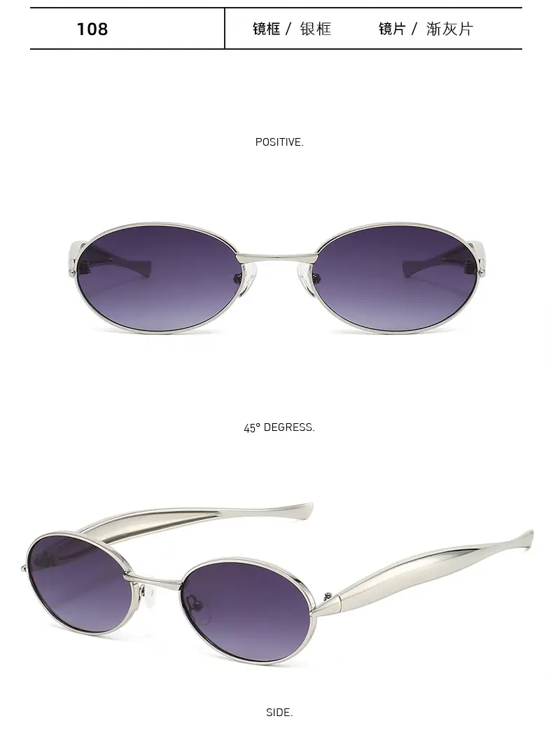 Oval Metal Sunglasses for Women Men High End Fashion Driving — feature 16