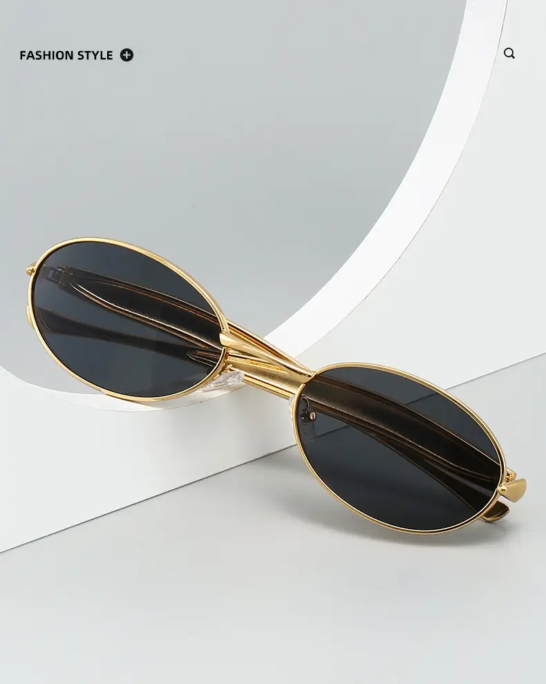 Oval Metal Sunglasses for Women Men High End Fashion Driving — feature 2