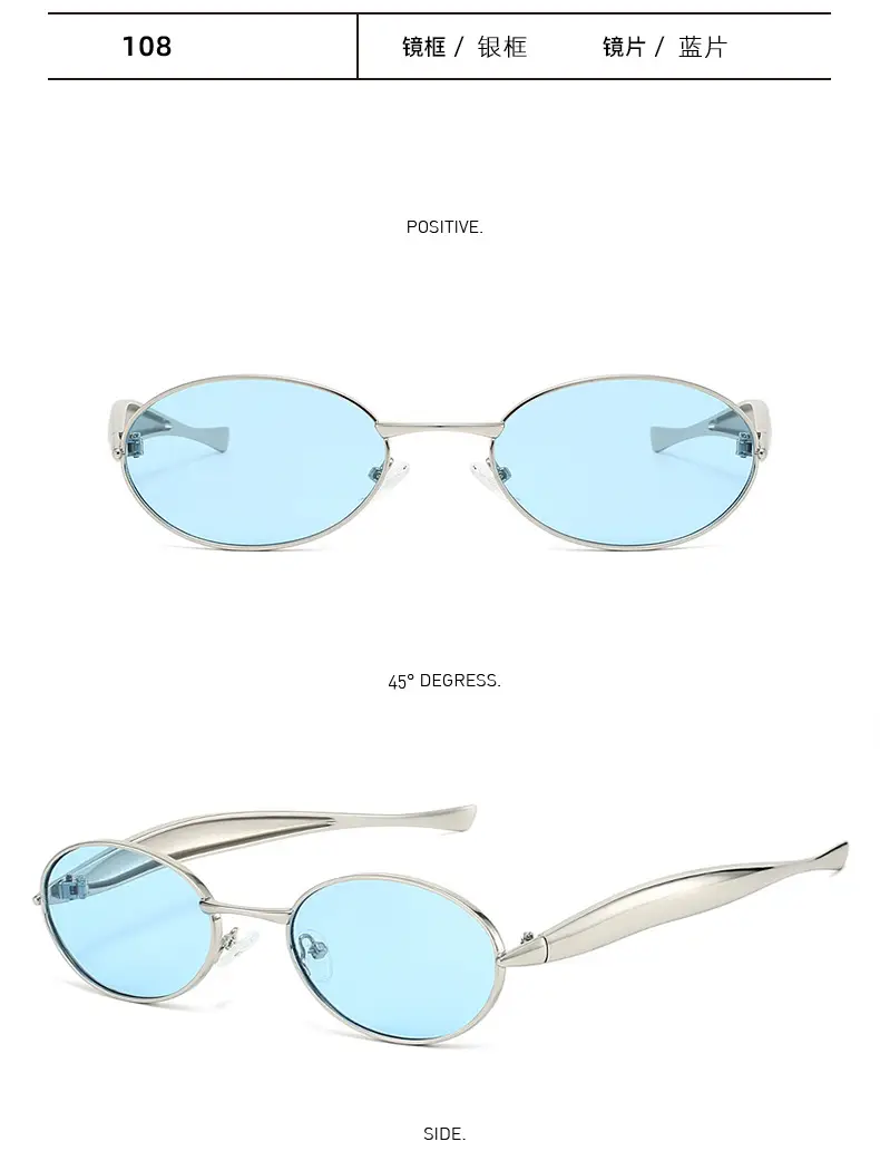 Oval Metal Sunglasses for Women Men High End Fashion Driving — feature 20