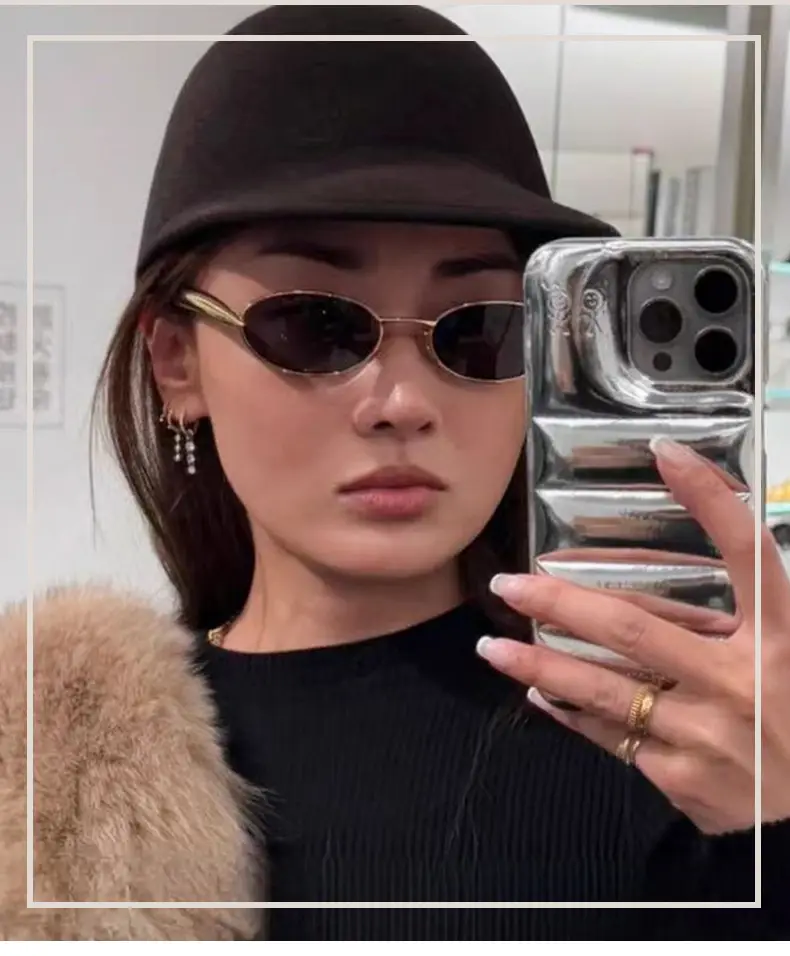 Oval Metal Sunglasses for Women Men High End Fashion Driving — feature 4