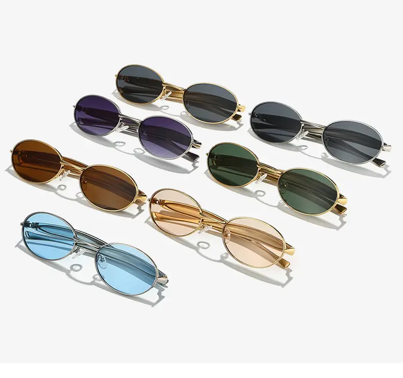 Oval Metal Sunglasses for Women Men High End Fashion Driving — feature 8