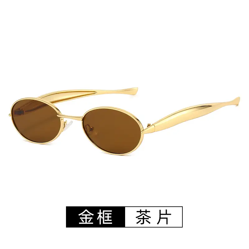 Oval Metal Sunglasses for Women Men High End Fashion Driving - Image 4