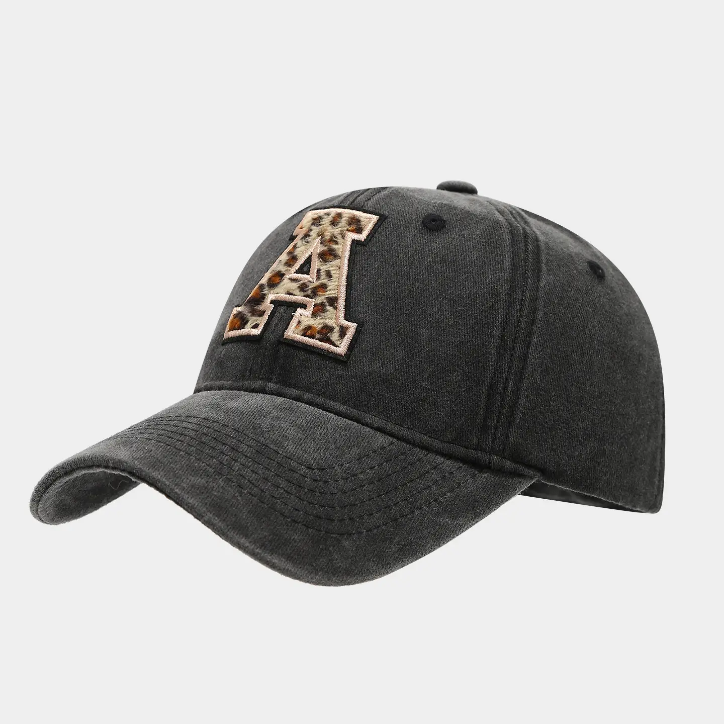 Black Leopard Print Baseball Cap for Women — feature 3
