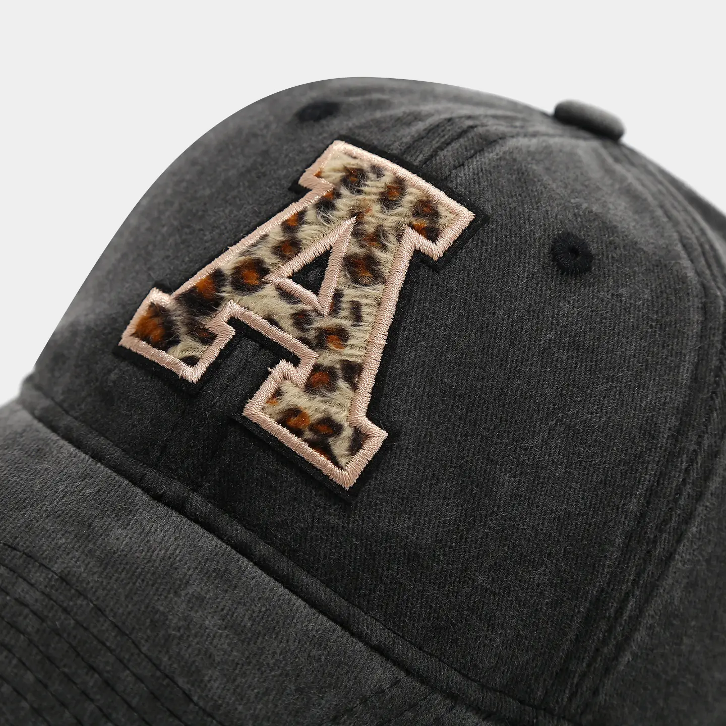 Black Leopard Print Baseball Cap for Women — feature 5