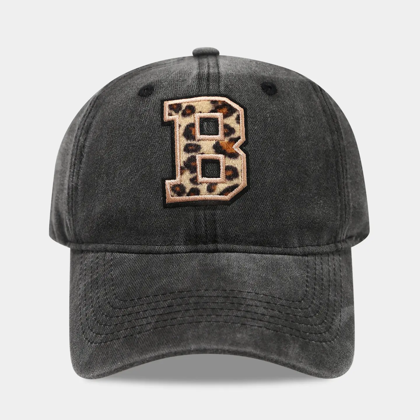 Black Leopard Print Baseball Cap for Women - Image 2