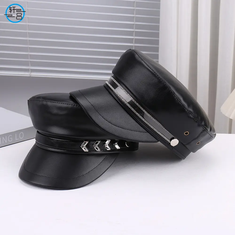 Black Leather Chain Strap Heel Sandals for Women - Image 9