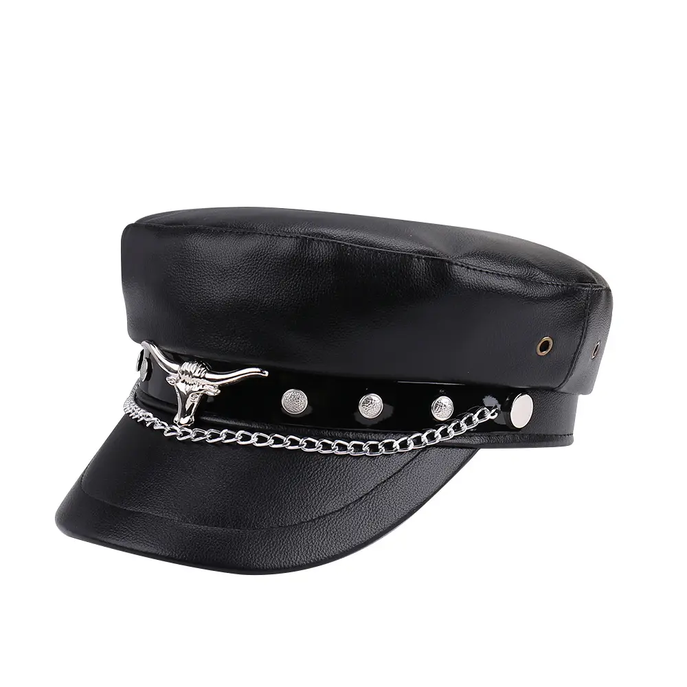 Black Leather Chain Strap Heel Sandals for Women - Image 13