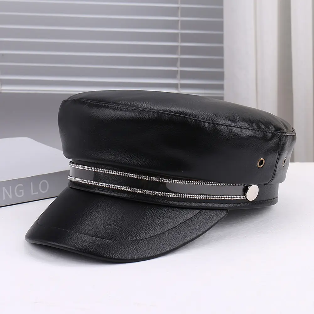 Black Leather Chain Strap Heel Sandals for Women - Image 5