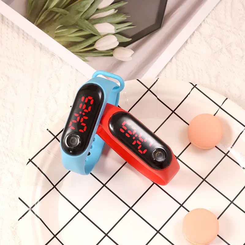 Digital Male Female Watch Red Light LED Bracelet