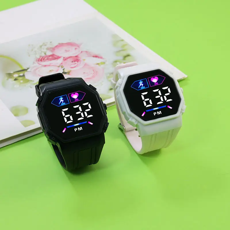 LED Digital Display Sports Student Watch Green Grey - Image 11