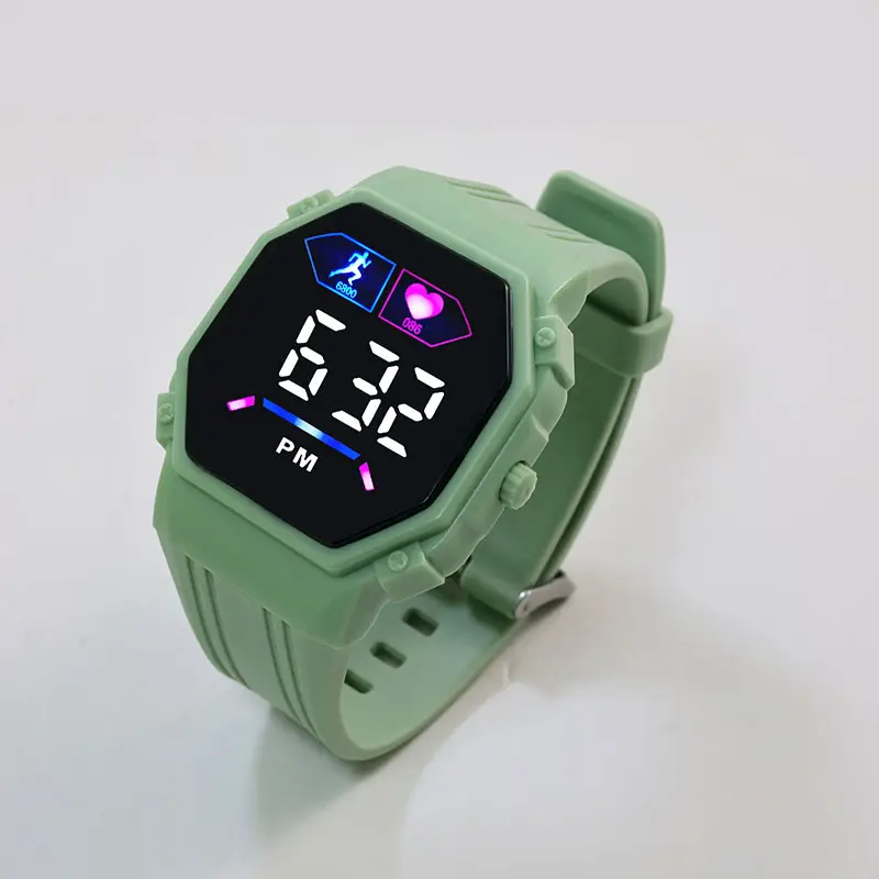 LED Digital Display Sports Student Watch Green Grey - Image 5