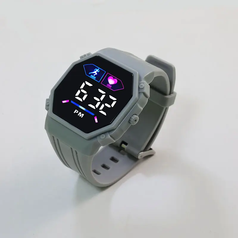 LED Digital Display Sports Student Watch Green Grey - Image 6