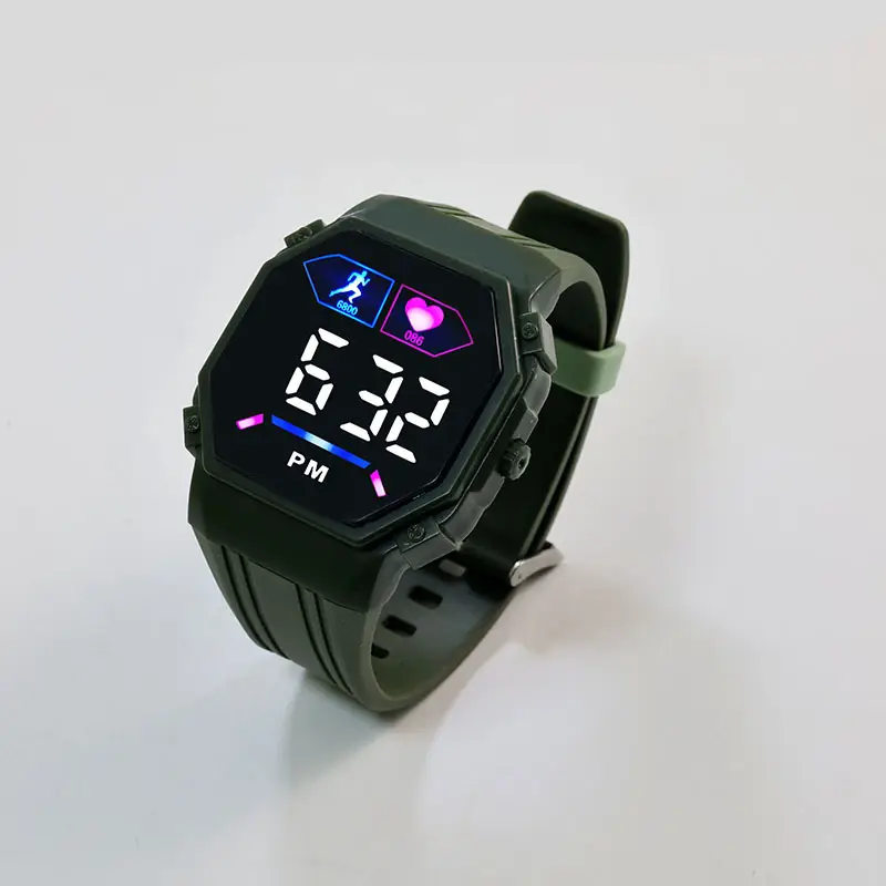 LED Digital Display Sports Student Watch Green Grey - Image 7