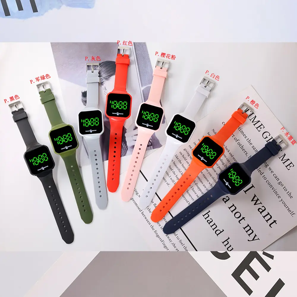 Digital Touch Screen Watch Orange Band for Men Women