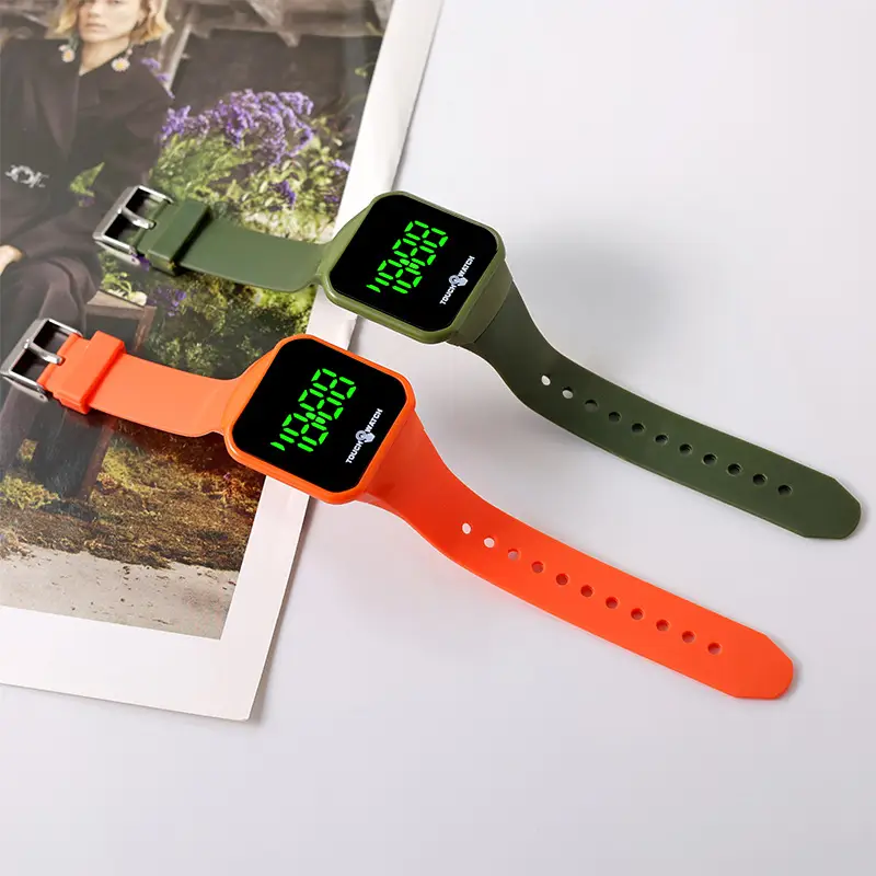 Digital Touch Screen Watch Orange Band for Men Women — feature 5