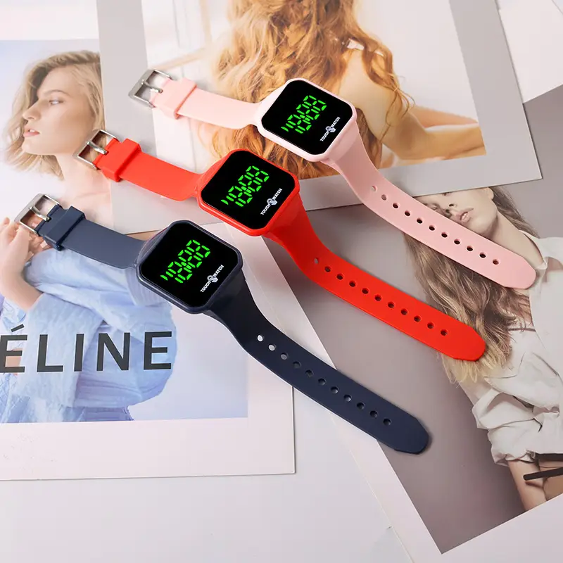Digital Touch Screen Watch Orange Band for Men Women — feature 6