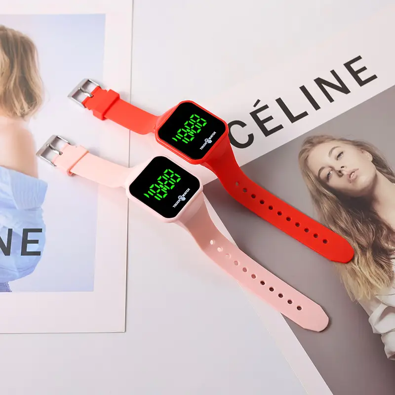 Digital Touch Screen Watch Orange Band for Men Women — feature 7