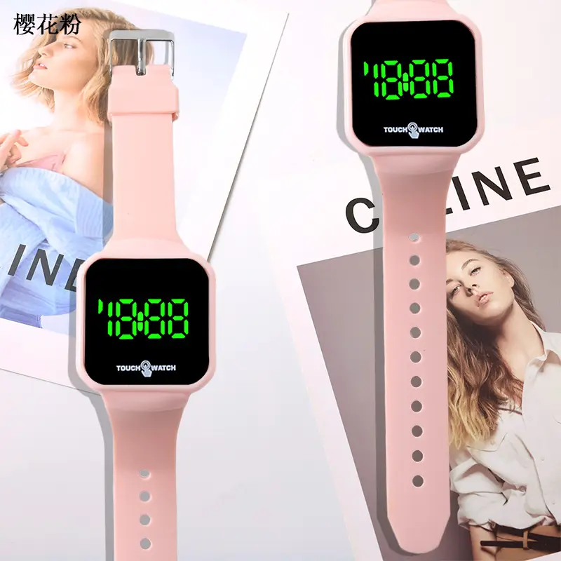 Digital Touch Screen Watch Orange Band for Men Women