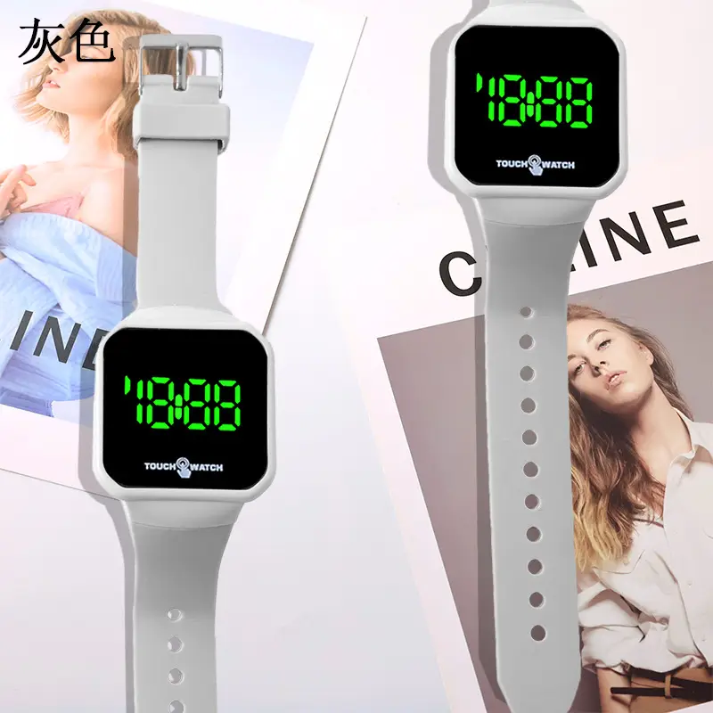 Digital Touch Screen Watch Orange Band for Men Women